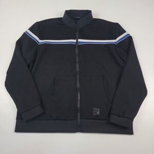 Karl Lagerfeld Black Track‎ Jacket with Blue and White Stripes